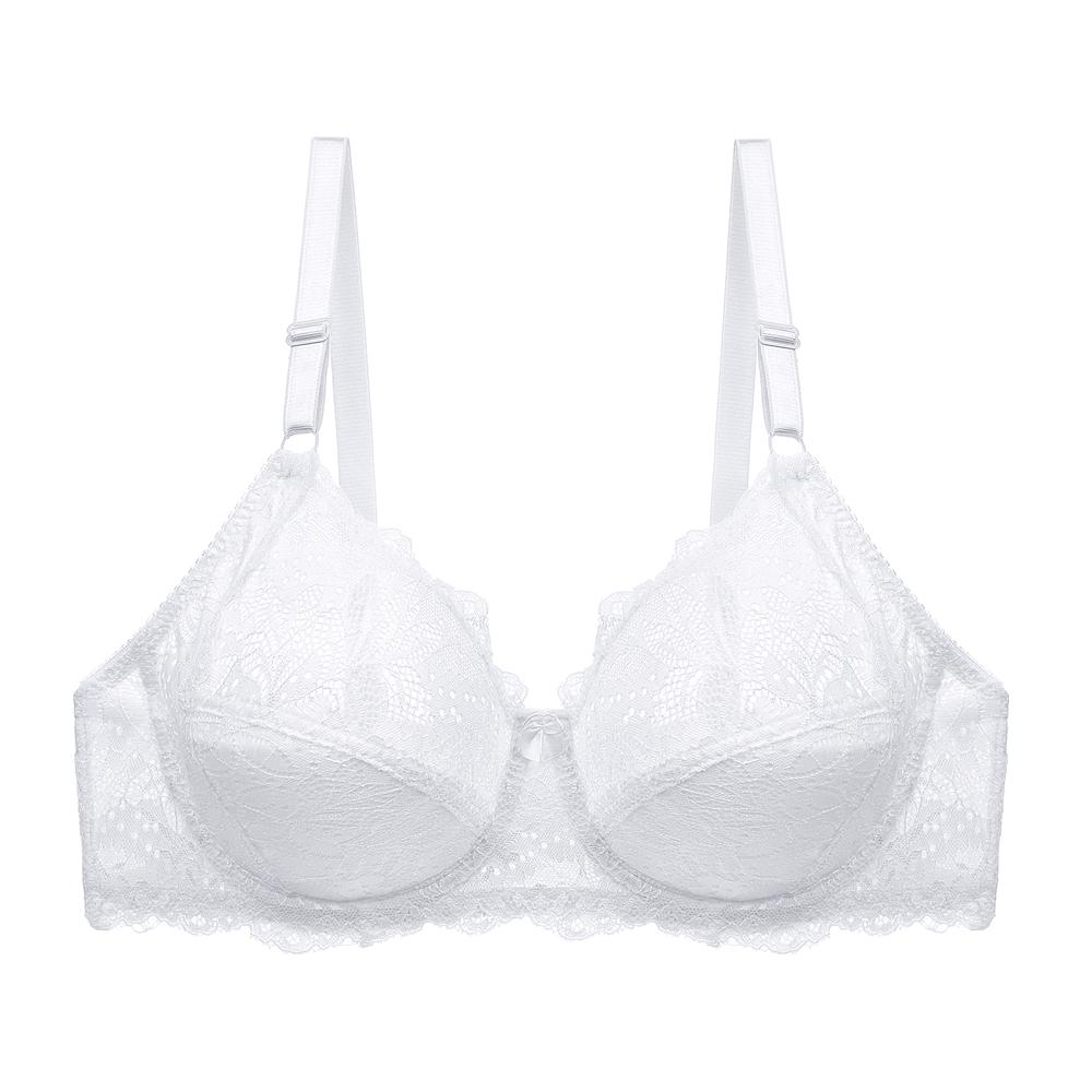Damen-BH, Spitze, Blumen-Bralette, Dessous, Bügel-BHs, ungefüttert, Unterwäsche, Büstenhalter in Übergröße 85C weiß