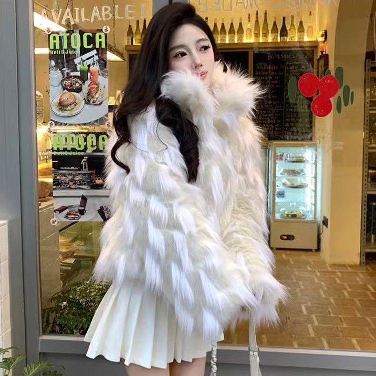 Umweltfreundlicher Pelz Verdickter Mantel Damen Winter Neu Imitation Fuchs Mode Kurzer Mantel Dünner Pelzmantel L