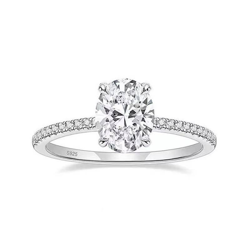 KNOBSPIN 1/2/3 Karat D-Farbe Oval geschliffener Moissanit Ring Silberbeschichtet 18 Karat Weißgold Hochzeits-Verlobungsringe Für Frauen 5&1ct (5x7mm) white