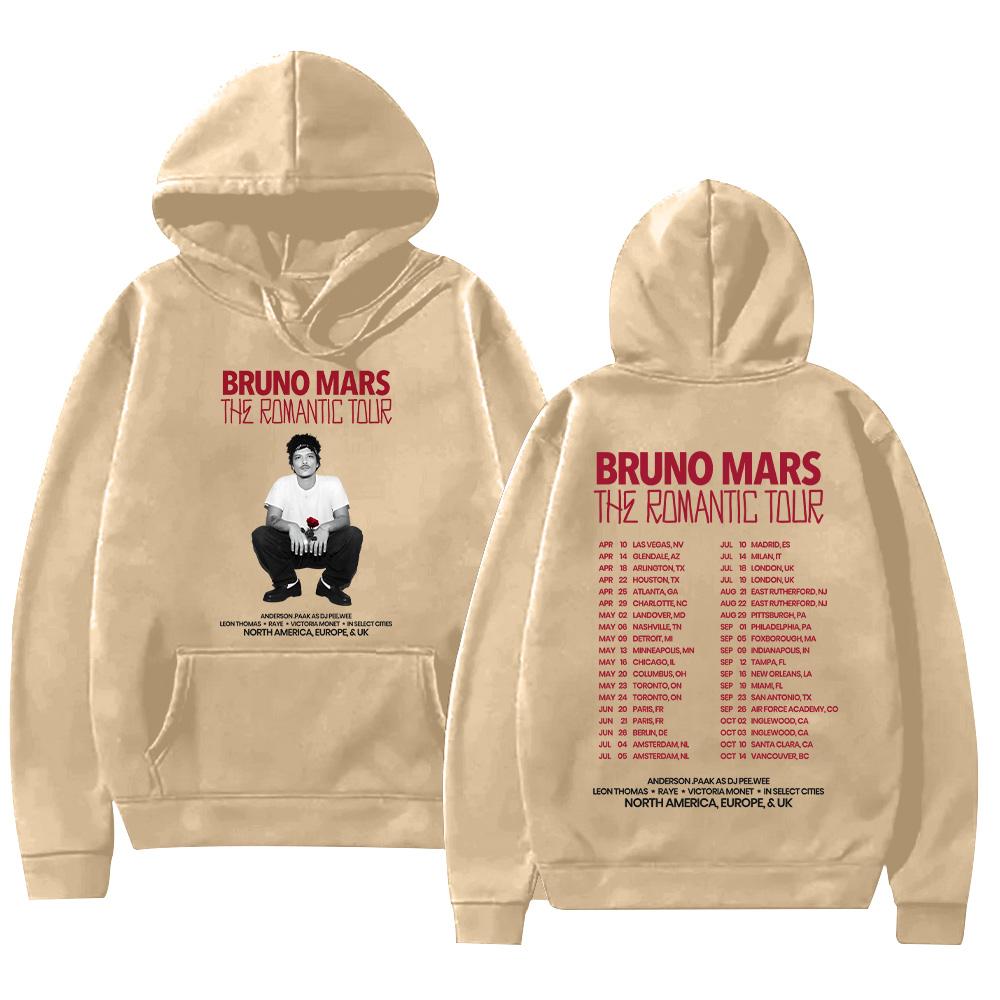 Bruno Mars The Romantic 2026 Tour Hoodie Bruno Mars Sweatshirt Unisex Jugend- und Erwachsenen-Oberteile Konzert-Outfits High Street Pullover XXXL khaki