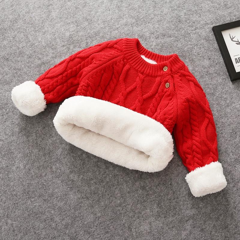 Herbst Winter Kinder Baby Jungen Mädchen Pullover Cartoon Wolle Pullover Kleinkind Kinder Warme Pullover Mantel Strickjacke Verdicken Oberbekleidung 120cm rot