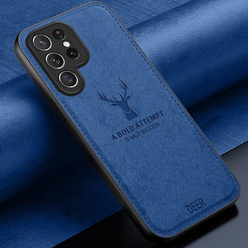 Für Samsung S25 Ultra S24 FE S23 Plus S22 S21 A56 A16 A36 A55 A15 A35 5G Telefonhülle ELK Hybrid Weiche TPU Leder Matte Rückseite Samsung S21 blau