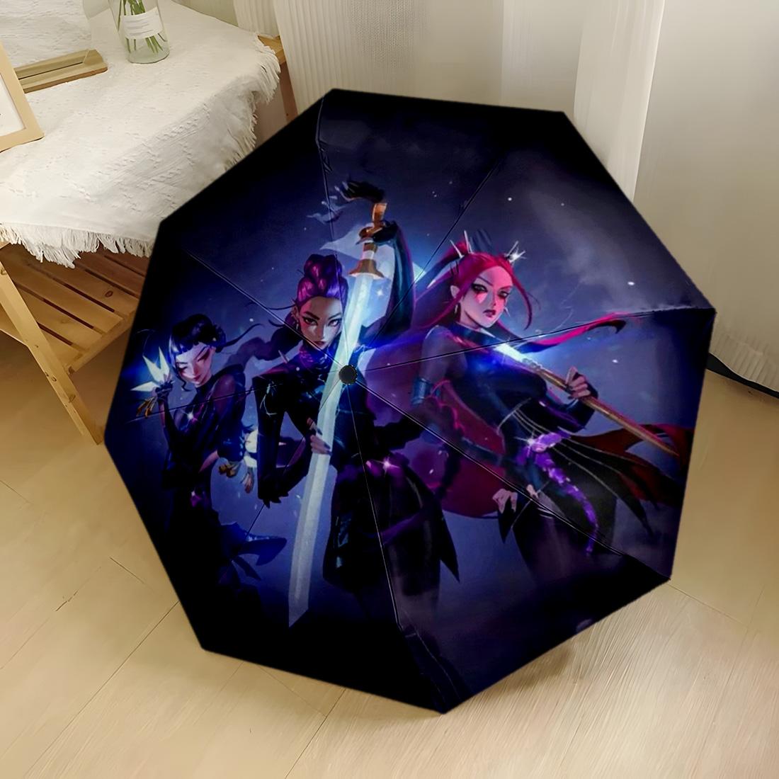 1 Stück Kpop Outdoor Automatischer Regenschirm Kompakt 8 Rippen Design Langlebiger Kunststoff Eisen Langlebiger Alltags-Regenschirm Lebendiges Muster Regenschirm Geschenk Festivals