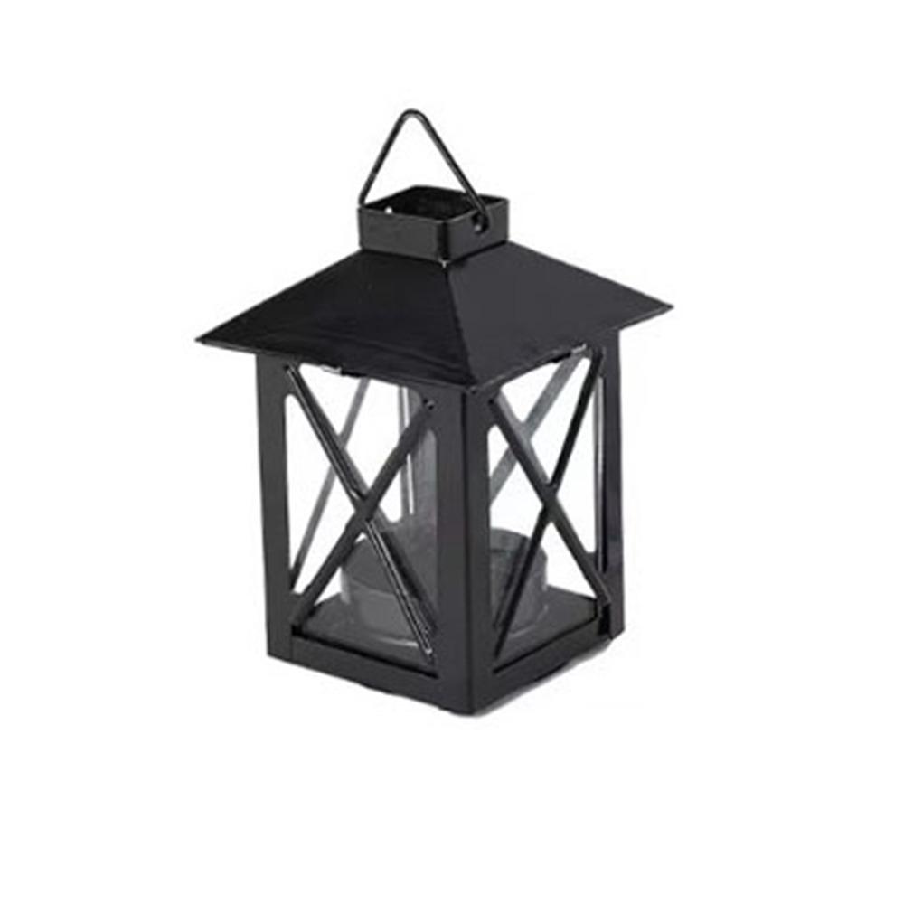 Handgemachte Europäische Kerze Halter Exquisite Outdoor Kerze Laterne Elegante Eisen Wind Lampe Hause schwarz