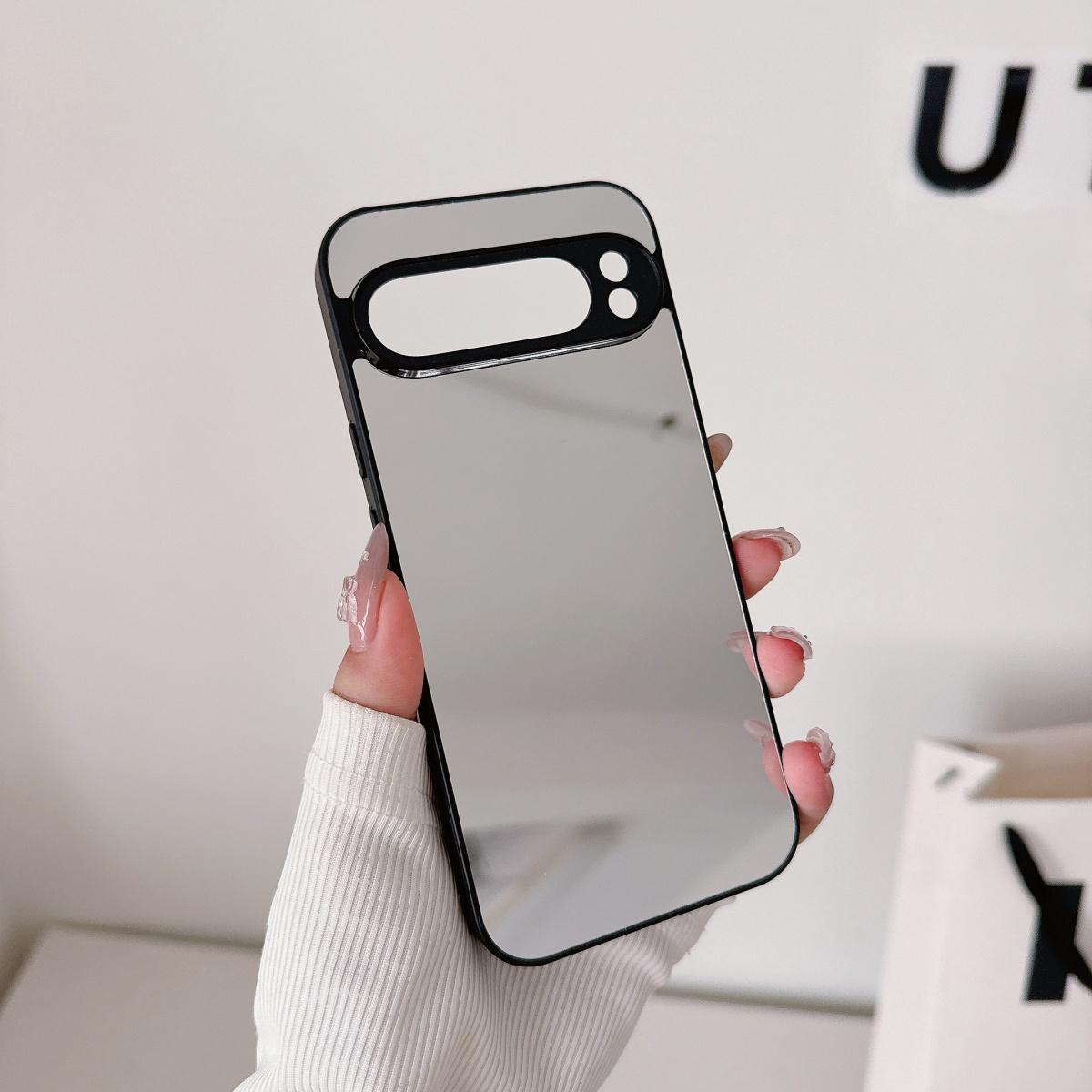 Luxus Make-up Spiegel Handyhülle für Google Pixel 10 9 8 7 6 Pro XL 9A 8A 7A 6A Stoßfest Schwarzer Rand Mode Spiegel Rückseite For Pixel 7A