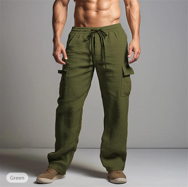 Herren Hosen Lässig Locker Leicht Kordelzug Elastischer Bund Sommer Yoga Strand Gerade Hosen für Herren Atmungsaktive Hosen mit Taschen XXXL armee grüne