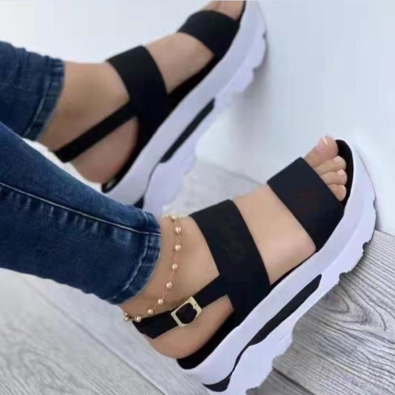 Frauen Sandalen Frauen Heels Sandalen Mit Plattform Schuhe Sommer Alias ​​Casual Keile Schuhe Für Frauen Elegant 40 schwarz