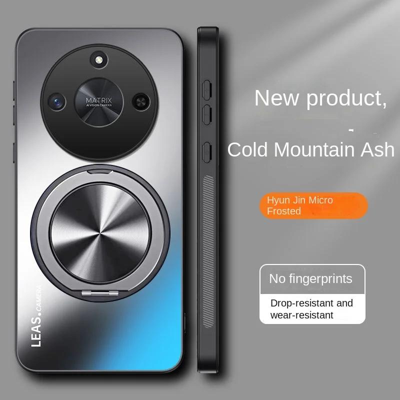 Für Huawei Honor Magic 6 5 Lite Hülle Hart Matt Mit Ringständer Magnetische Schutzhülle Rückseite Für Magic 5 6 Lite Pro Shell For Magic 5 Lite graue