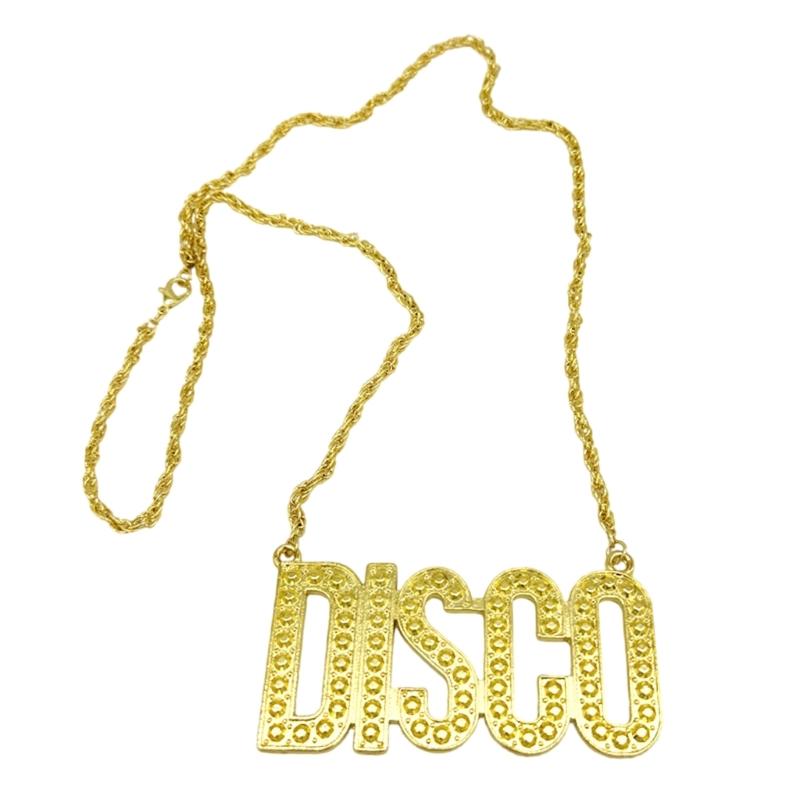 Disco-Kette Goldene Kette für Männer Frauen Disco-Zubehör 70er Jahre Party-Kette Schmuck Halloween Cosplay Kostüm 1
