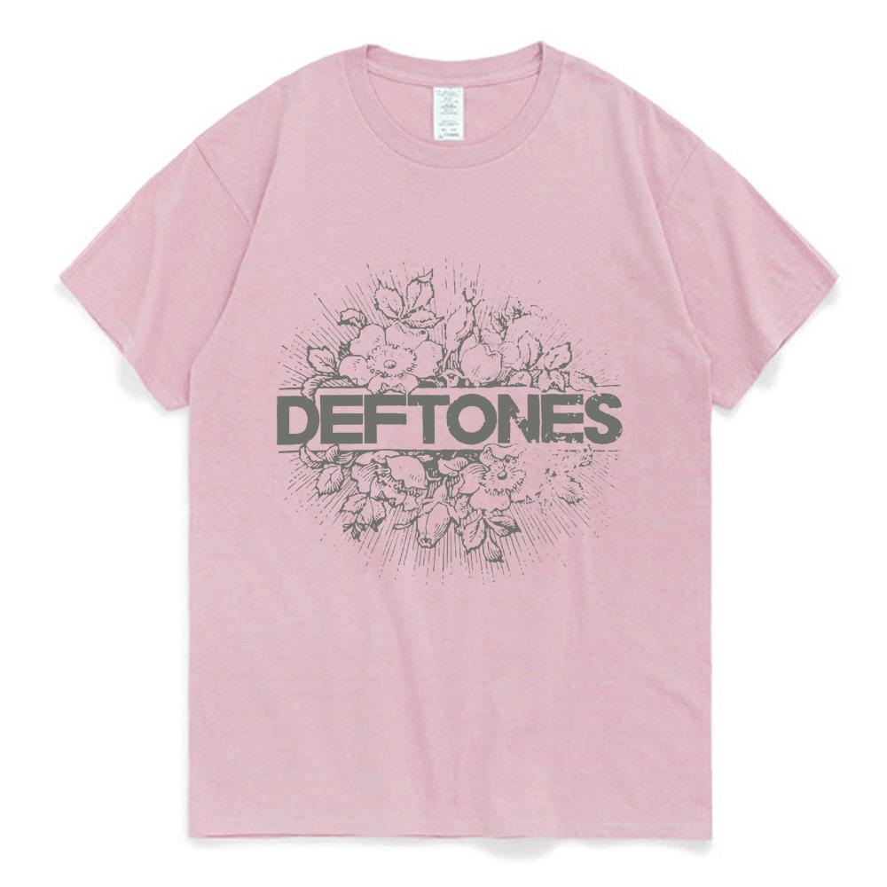 Punk Metal Rock Band Deftones Floral Burst Bild T-shirt Männer Straße Vintage Casual Baumwolle T Shirt Gothic Harajuku T Hemd männlich M rosa