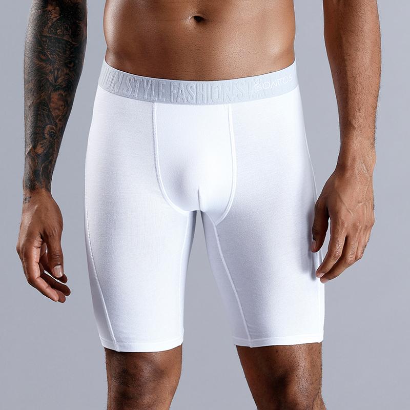 BONITOS 1Pcs Lange männer Unterhosen Baumwolle Männer Boxer Bequeme Unterwäsche Für Mann Einfarbig XL weiß