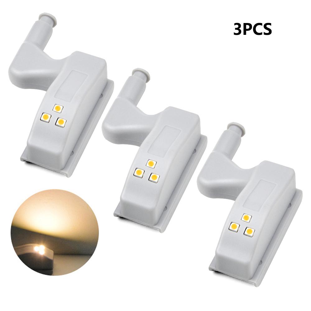 Universal Innere Scharnier Lampe Schrank LED Unter Kabinett Licht Schrank Schrank Sensor Licht Home Küche Nachtlicht Lampen 3PCS warm weiße