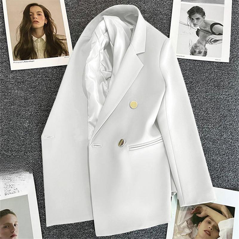 Korean Fashion Casual frauen Einfarbig Tasche Blazer Anzug Langarm Strickjacke Multi Farben Blazer Jacke S weiß
