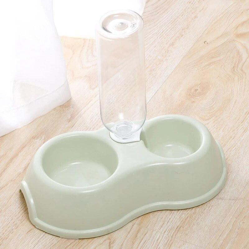 Einfarbiger, einfacher Stil, automatischer Futter- und Trinknapf, Hundenapf, Doppelnapf für Haustiere, Katzennapf, Futternapf für Haustiere, Heimtierbedarf, Heimtierzubehör grün