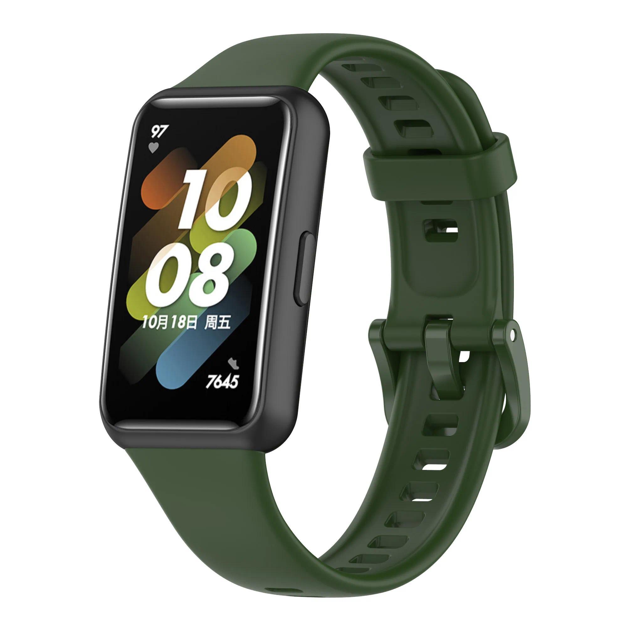 Silikon-Uhrenarmband für Huawei Band 7 Original-Armband Sport Smart-Armband Ersatz Correa Armband für Huawei Band 7 Armband For Huawei band 7 armee grüne