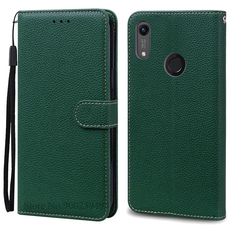 Für Huawei Y6 2019 Hülle Leder Flip Wallet Case Für Coque Huawei Y6 Prime 2019 MRD-LX1 Flip Case für Huawei Y6S Hülle Fundas Y6 Prime 2019 dunkelgrüne