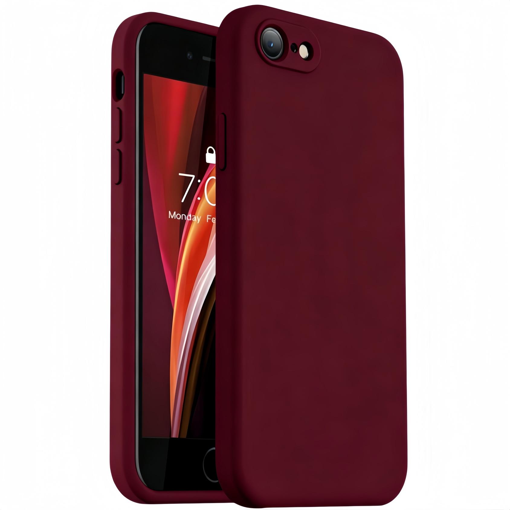 Für iPhone SE2022/SE2020/8/8+/7/7+ Hülle, Flüssigsilikon mit [Weiches kratzfestes Mikrofaserfutter] Hülle - Bordeaux iPhone SE (2022) bordeaux
