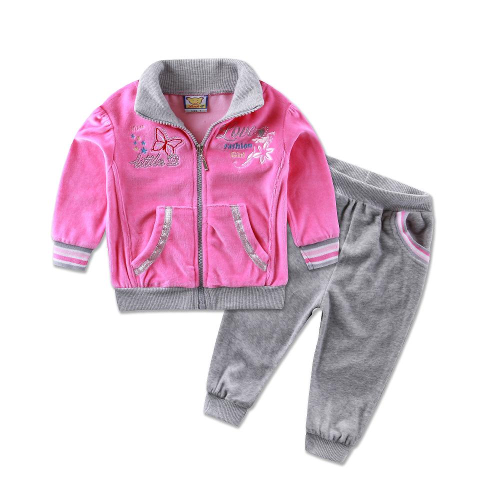 Kind Mädchen Säuglingskleidung Velours Winter Frühling Langarm Hosen Set mit Hut Reißverschluss Kinderbekleidung Aapparel 2T hellrosa