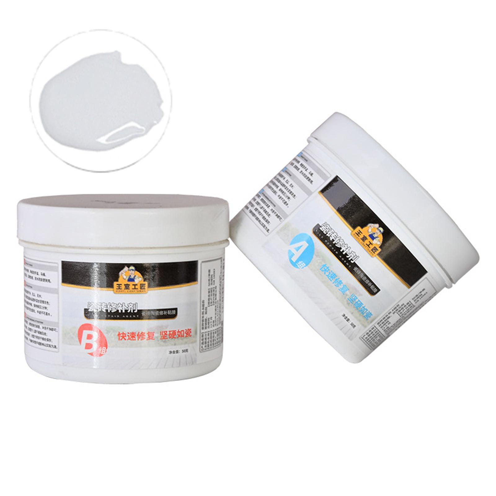 Keramik Reparaturpaste Schnelltrocknend Weiß Porzellan Riss Absplitterung Porzellan Reparaturset Wanne Fliese Dusche Reparatur Fliesenkleber 2 Stück weiß