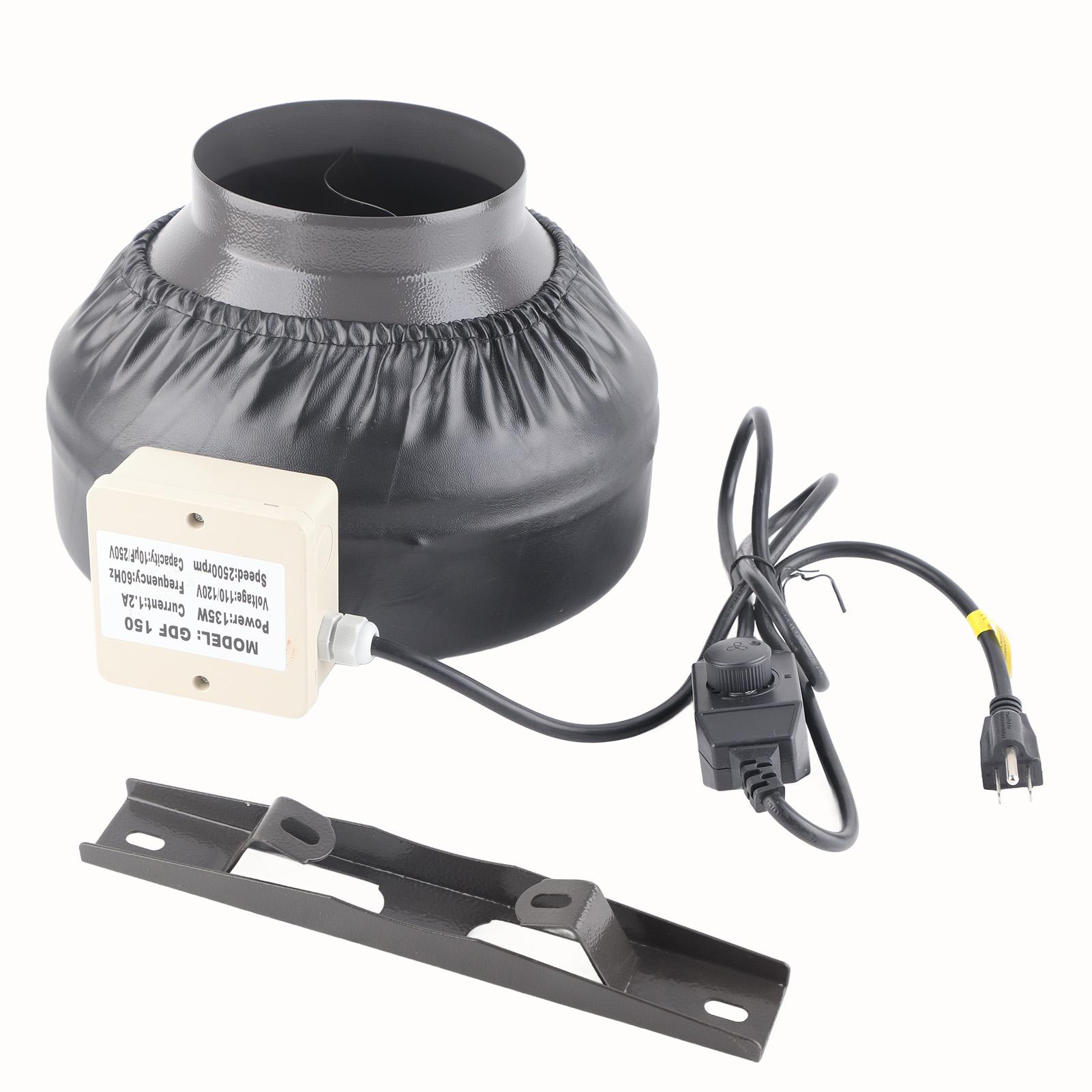 6 Zoll Inline-Kanalventilator Einstellbare Geschwindigkeit Außenläuferventilator für Grow-Zelt Gewächshäuser Keller US