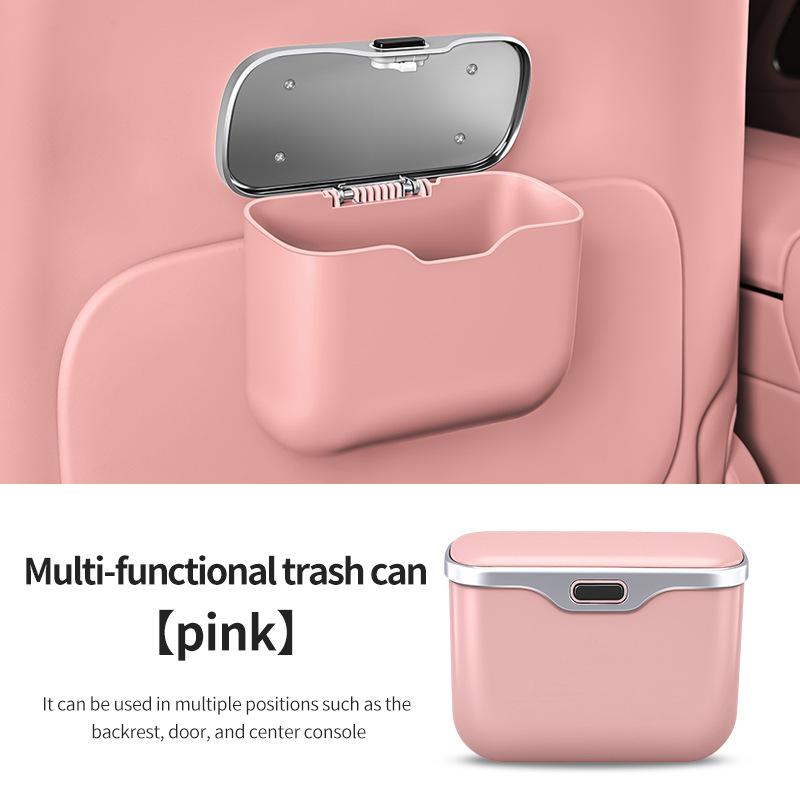 Auto Mülleimer mit Deckel, Fahrzeug Mülleimer Müll Organizer Halter mit einer Rolle Beutel, Mini Auslaufsicherer Aufbewahrungsbehälter für Auto, SUV, Büro