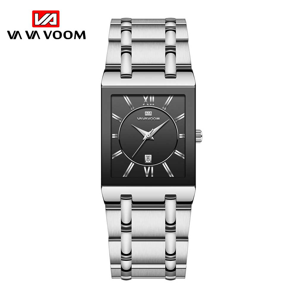 VA VA VOOM Relogio Masculino Sport Gold Uhr Männer Super Herren Uhren Top Marke Luxus Goldene Quarz Edelstahl 30 m Wasserdichte Armbanduhr schwarz/silber