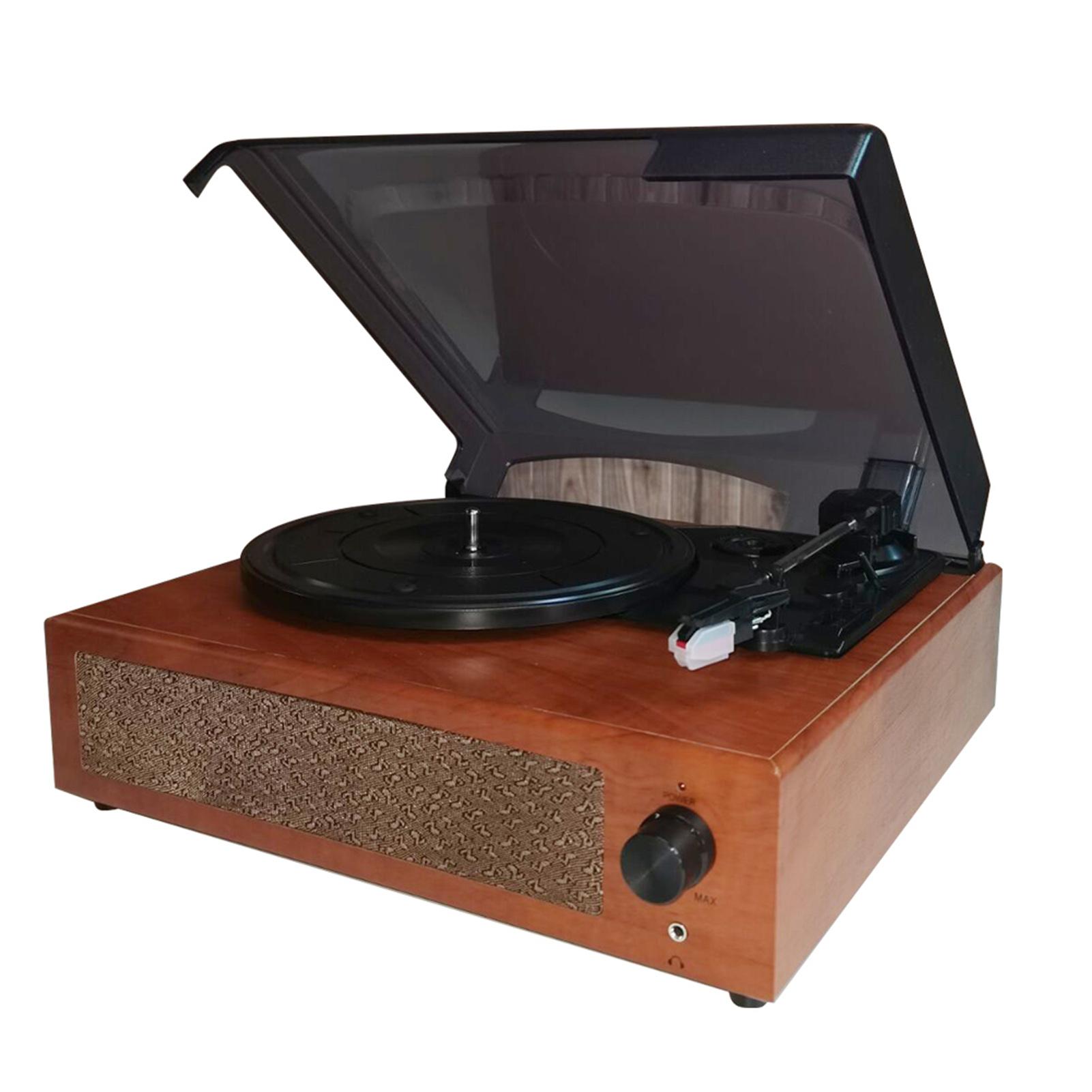 Tragbarer Grammophon-Schallplattenspieler im Vintage-Stil, klassischer Plattenspieler-Phonograph mit integrierter Stereoanlage bunt