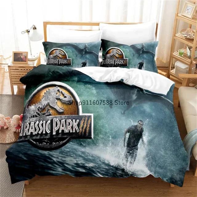 Rotes Jurassic Park-Bettwäscheset, Cartoon-Heimtextilien für Kinder, Bettset, Bettbezug, Schlafzimmerset, Queensize-Dinosaurier-Bettbezug AU Single(140x210cm)