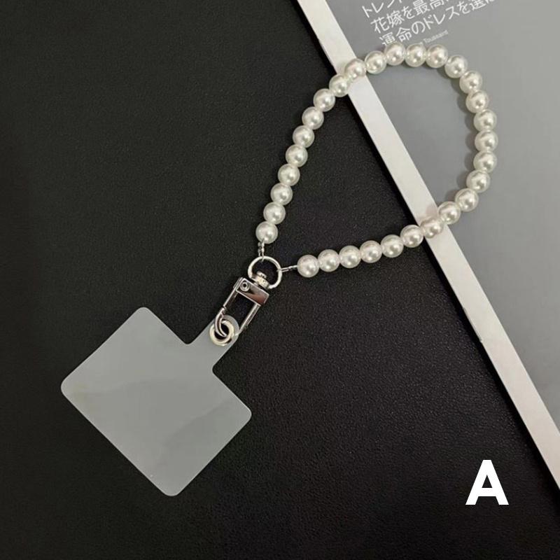 Handy Anti-Verlust Umhängeband Universeller Clip Taschenkette Lange Crossbody-Kette Handperlen-Lanyard Damen Handy-Lanyards Wrist chain weiß