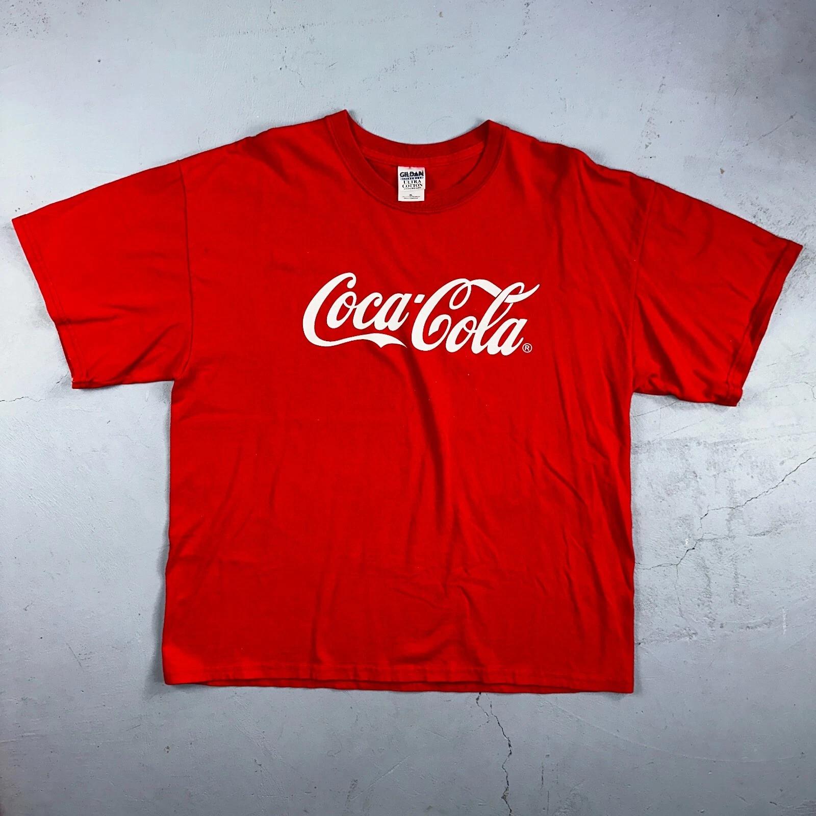 Coca Cola Limo VTG T-Shirt Y2K Rot Promo Basic Cool 2000er Getränk Energie M