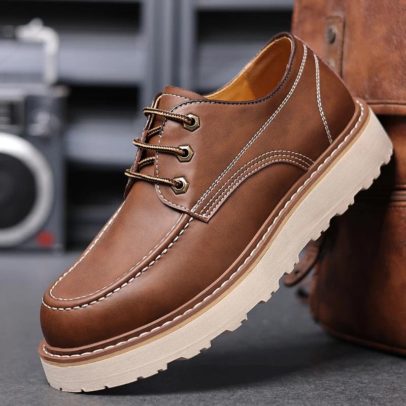 Mode Herren Freizeitschuhe Outdoor Schnürschuhe Mode Lederschuhe Outdoor Schuhe Zapatos Casuales Hombres Oxfords Herren Lederschuhe 10 braun