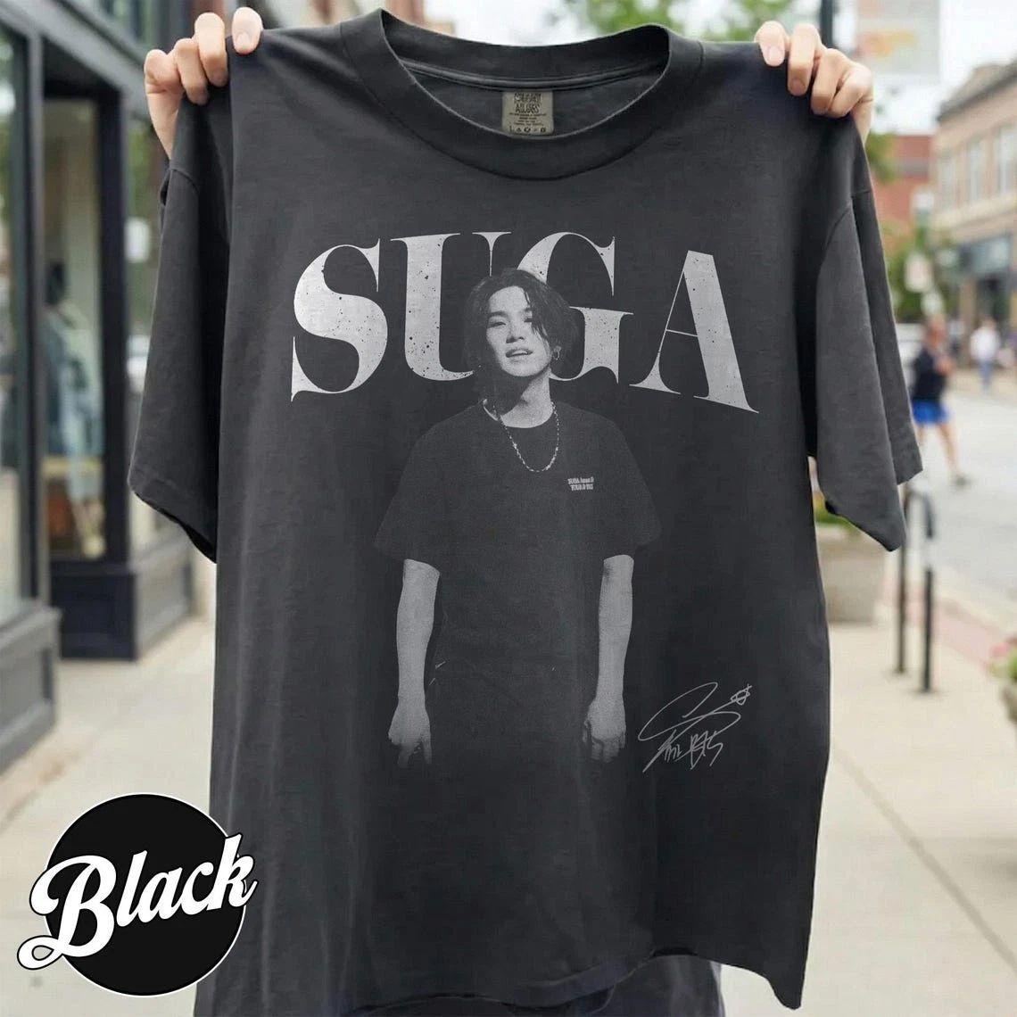 Yoongi Suga BTS Arirang Tour Shirt Vintage Kpop Fan T-Shirt Y2k TOPS Lässiges Lockeres Rundhals-T-Shirt Mode Y2K T-Shirt Geschenk für Fans S