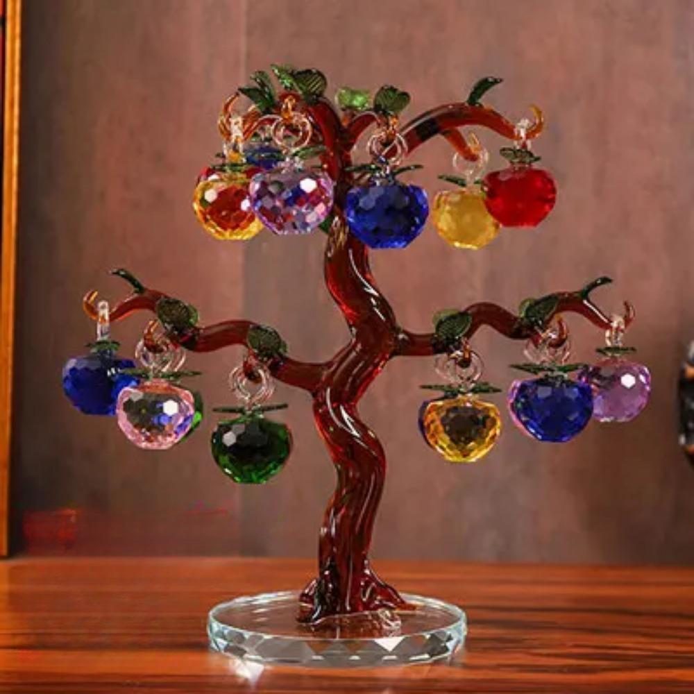Kristallglas Apfelbaum mit 6/10/12/16/18/36 Stück Äpfeln Fengshui Handwerk Heimdekor Figuren Weihnachtsgeschenke Souvenirs Dekor