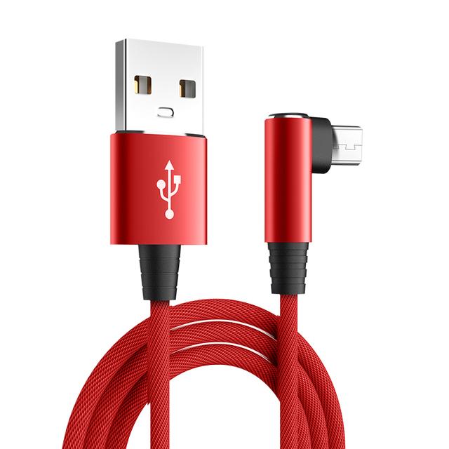 USB-Mikrokabel, 3A, 90-Grad-Winkelstück, Datenkabel, Ladekabel für Samsung, Xiaomi, Handyzubehör, Schnelllade-USB-Kabel 2M rot