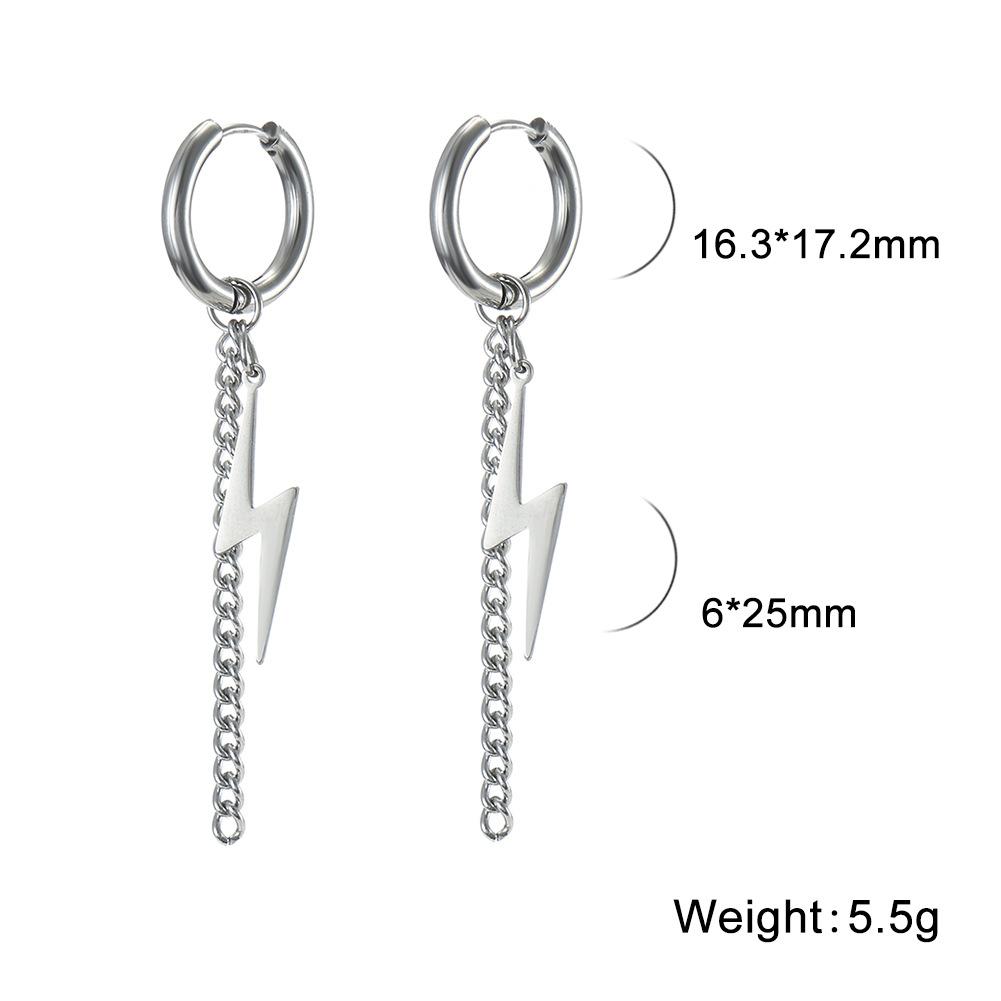Blitz Anhänger Hängeohrringe Damen Herren Edelstahl Goldfarbe Creolen Hip Hop Punk Schmuck Geburtstagsgeschenk
