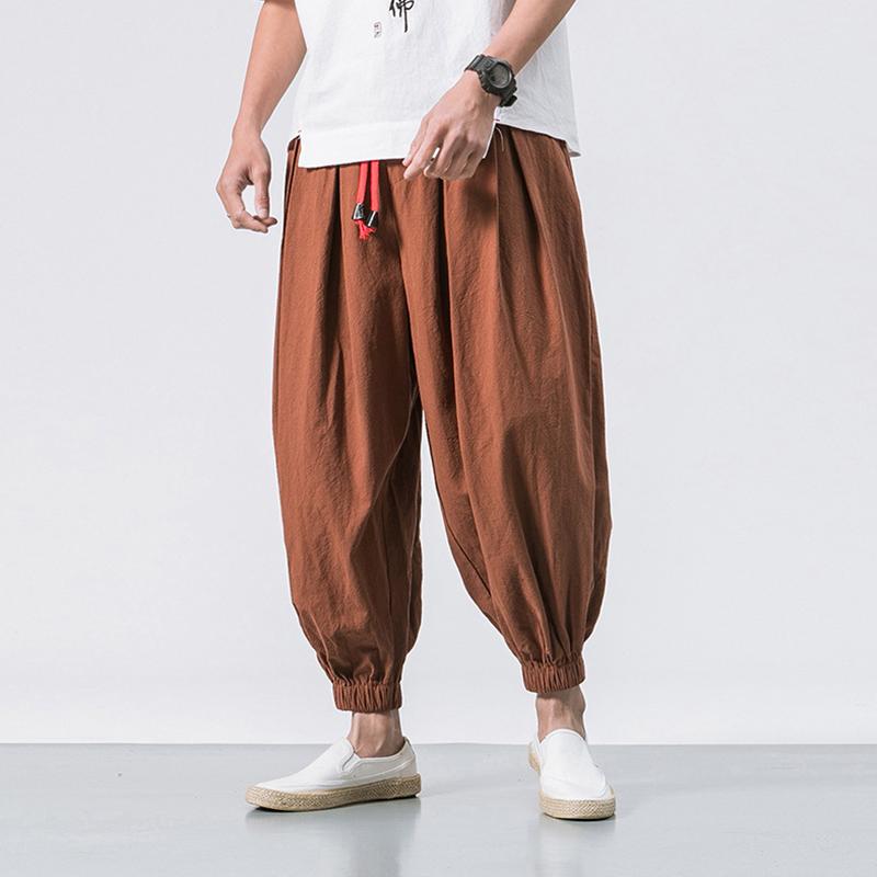 Herren Lässige Lockere Harems Hosen Hosen Leinen Übergewichtig Jogginghosen Chinesisch Frühling Sommer 5XL