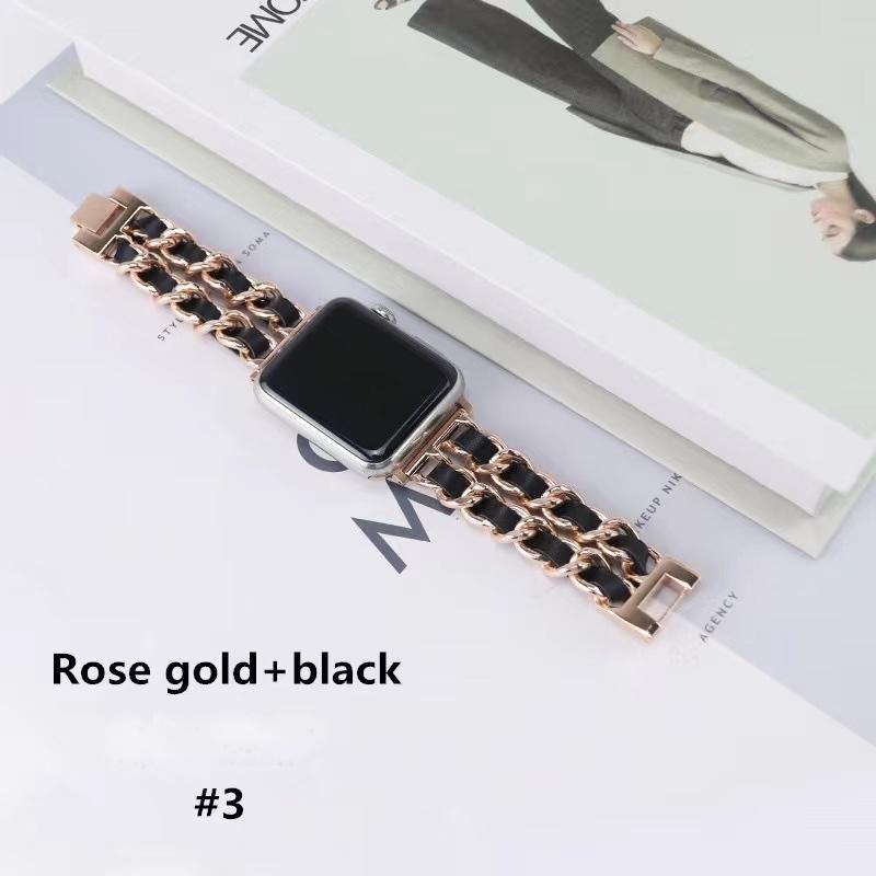 Edelstahl Leder für Apple Watch Armband Uhrenarmband für Apple Watch Serie 7 SE 6 5 4 3 2 SE 38mm 40mm 42mm 44mm 41mm 45mm iWatch 38mm/40mm/41mm rose gold/schwarz