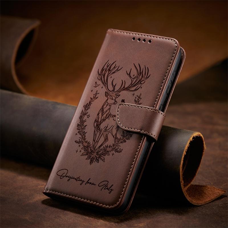 Flip Case für Samsung Galaxy A52 A5260 A52S A53 A70 A70S A71 A715F A7160 A72 A73 A81 A82 M60S 4G 5G Lederhülle Kartenfächer Geldbörse TPU-Hülle Galaxy A71 4G braun