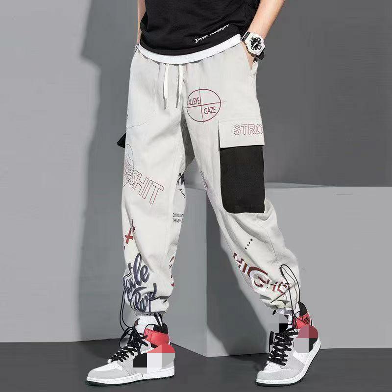 Hip Hop Mode Hosen Streetwear Hosen Grafik High Street Jogginghose Männer Frühling Lange Hosen Stilvolle Kleidung XXXL grau