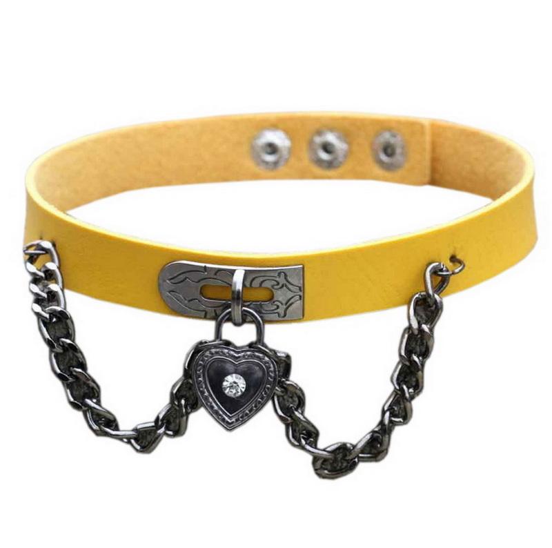 Punk Rock Harajuku Nietenhalskette Halsband für Frauen Männer Mädchen Mode PU Leder Legierung Cool Gothic Lock Link Kreis Halsband Halsband Halskette