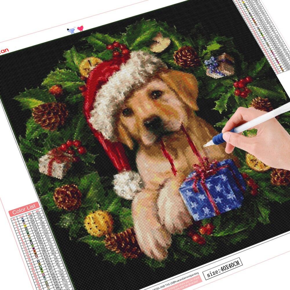 5D Diamant Malerei Hund voller Platz Bohrer KreuzStich neue Ankunft Diamant Stickerei Tier Mosaik Weihnachtsdekoration Full Square (30x30CM)