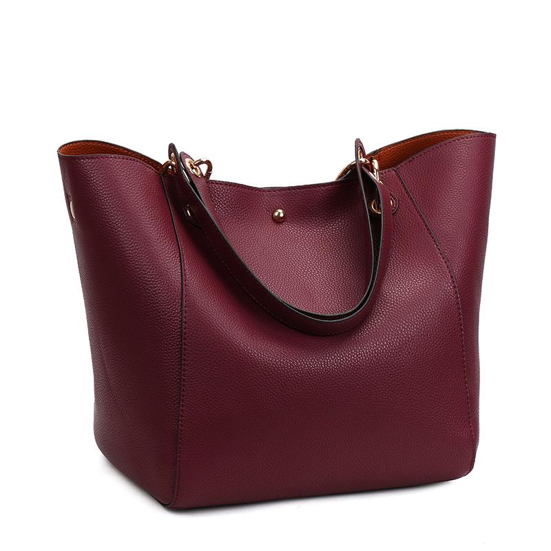 Damen Große Tragetasche PU-Leder Wasserdichte Handtaschen Umhängetasche Damen Top-Handle-Tasche für Arbeit Einkaufen fuchsie
