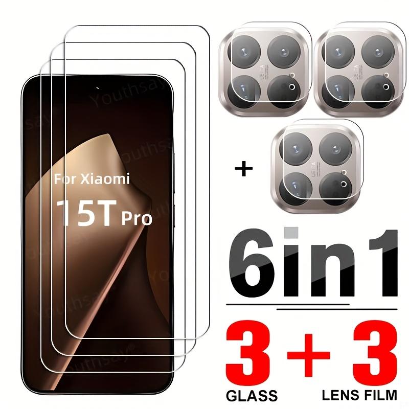 3+3 Stück Für Xiaomi 15T Glas Vollflächig Klebend Klarer Displayschutz Für Xiaomi 15T Pro Gehärtetes Glas + Weiche Linsenfolie Insgesamt 6 STÜCK 6IN1 Xiaomi 15T weiß