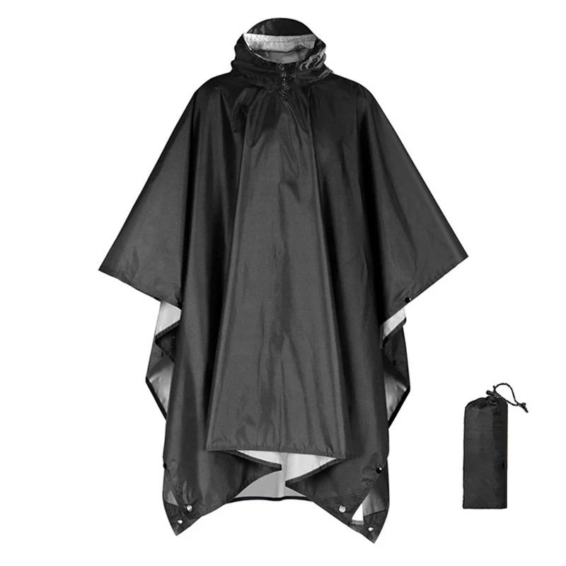 3-in-1-Outdoor-Regenmantel mit Kapuze für Fahrrad, Motorrad, Radfahren, wasserdichter Regenmantel, Regenponcho, Camping, Wandern, Reiseregenbekleidung, Zelt, Reiseregenbekleidung, Zelt schwarz