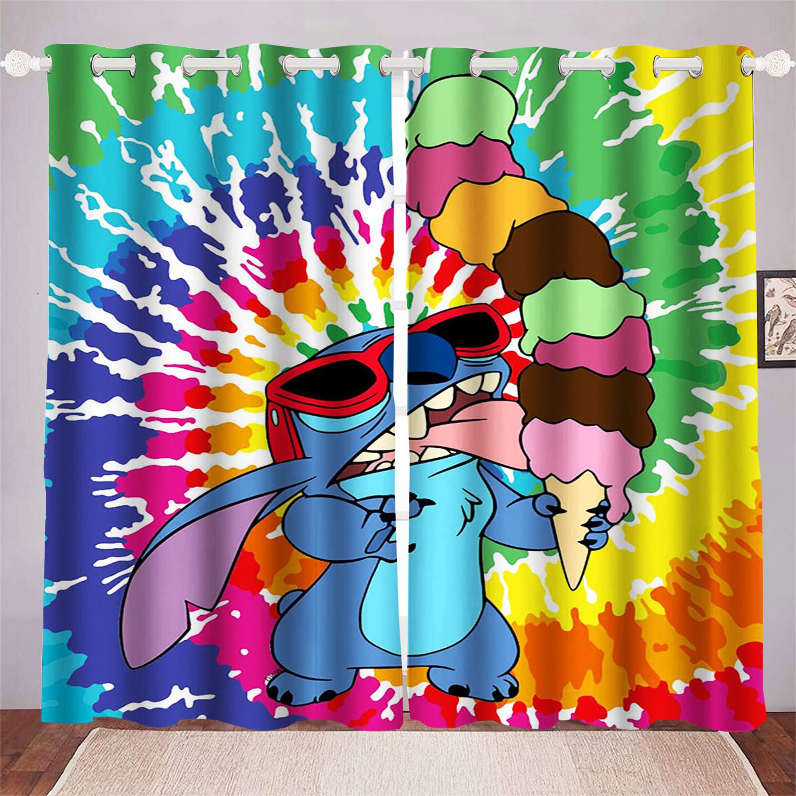 Stitch Cartoon Anime Staubdicht Balkon Bildschirm Vorhänge Für Wohnzimmer Schlafzimmer Blackout Vorhänge Polyester Hause 183x160