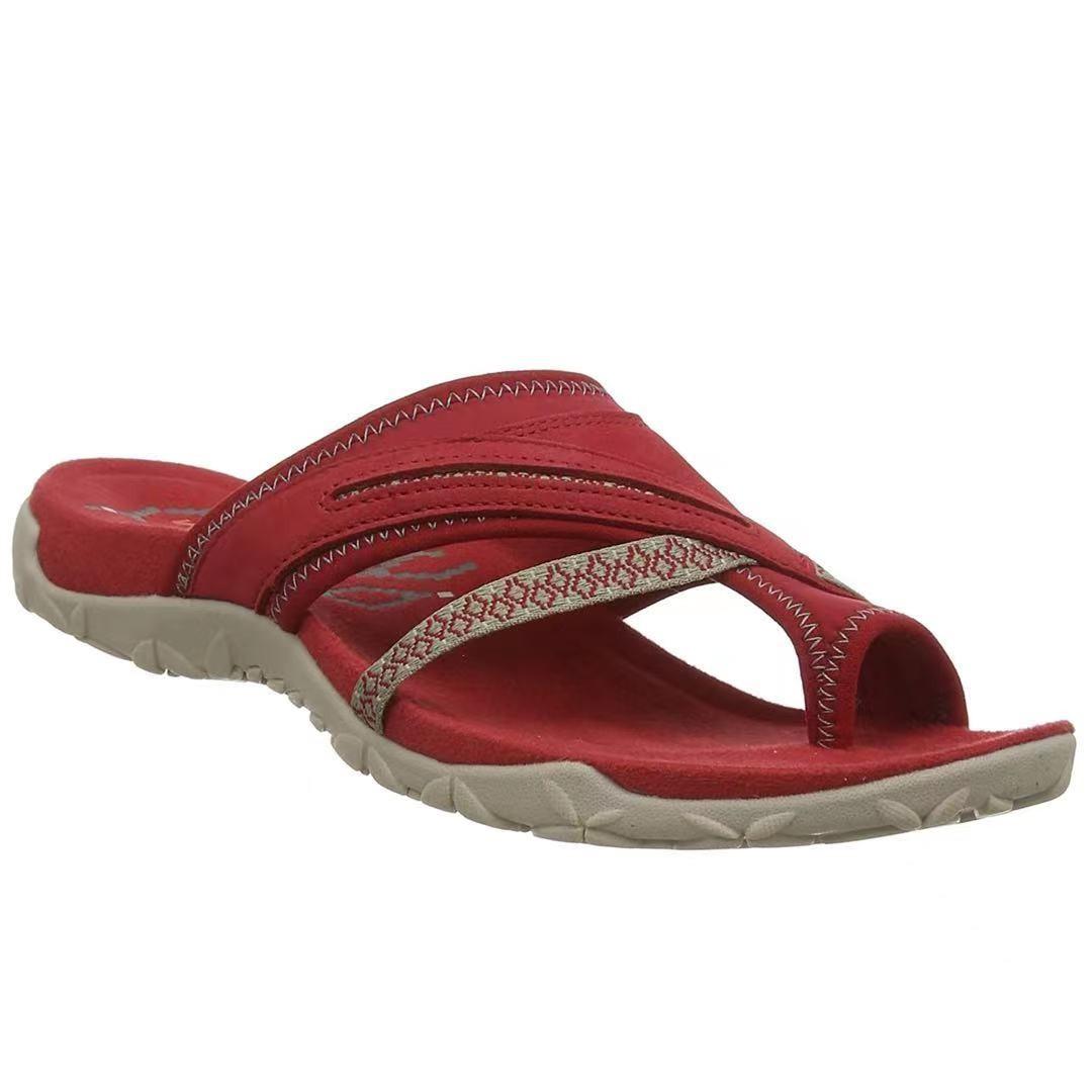 Sommer Damen Schuhe Komfort Strand Flip Flops Damen Gummi Flache Sandalen Lässige Sneaker Hausschuhe Damen Übergröße 43 Sandalen 40 rot