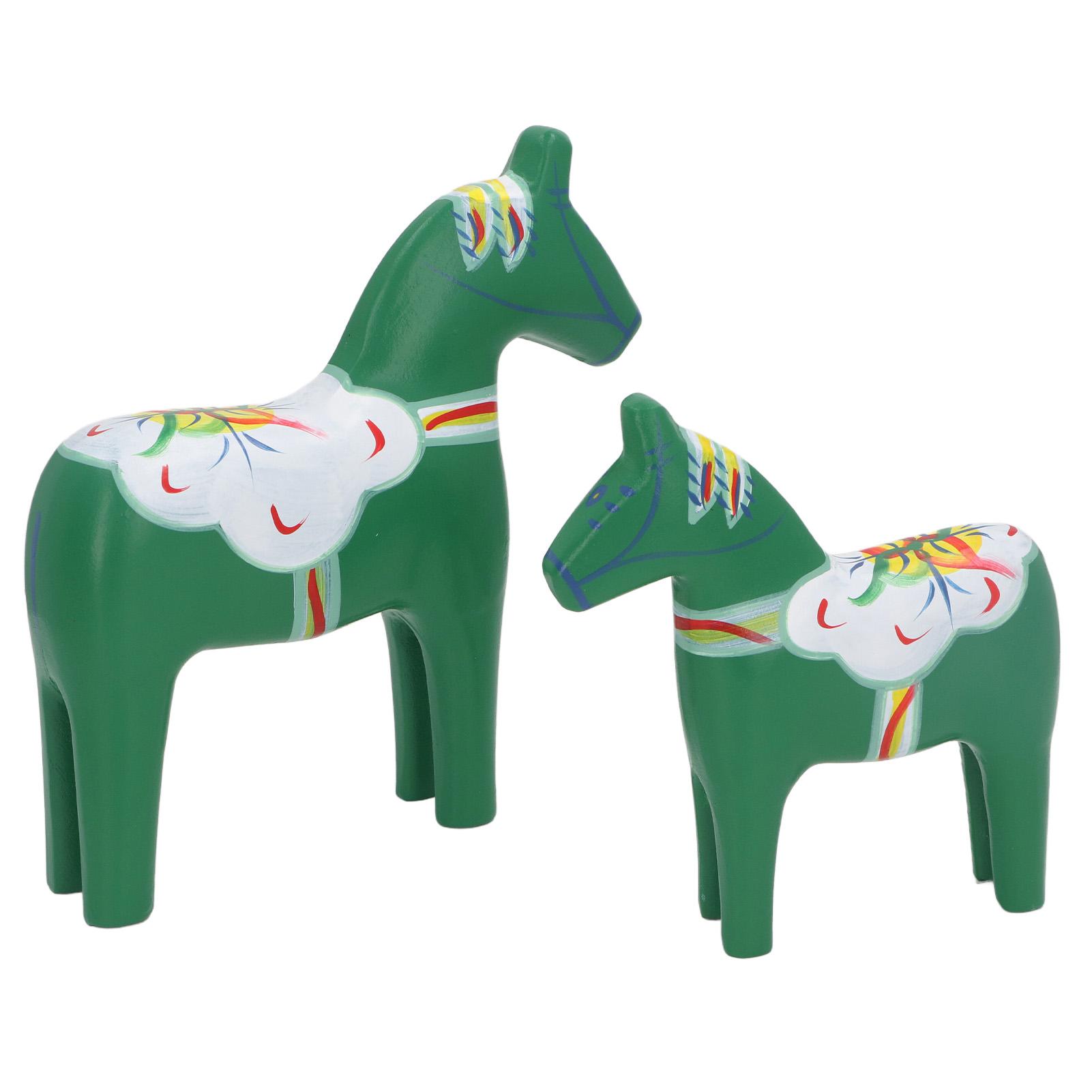 1 Paar schwedische Dala Pferd Dekor Holz traditionelle bemalt Dalecarlian Pferd Statue Figur Home