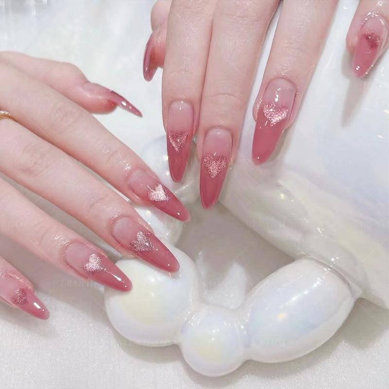 24 Stück/Box, abnehmbare Ballerina-Kunstnägel, tragbare künstliche Nägel, Katzenaugen-Nagelspitzen, Maniküre-Werkzeug, Aufdrück-Nägel