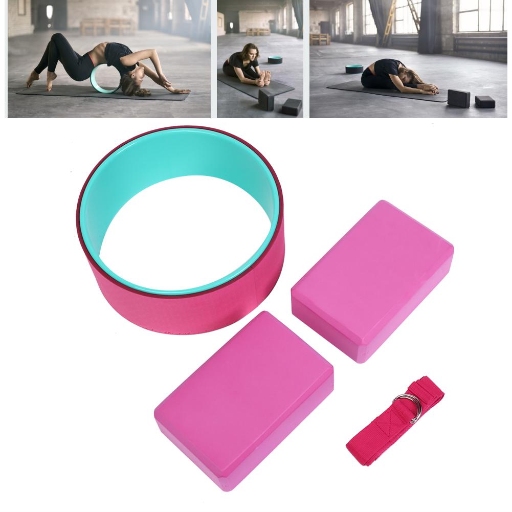 4 Stück Yoga Rad Yoga Block Yoga Stretchgurt Dehnband Rückenschmerzen Stretching Fitness Set