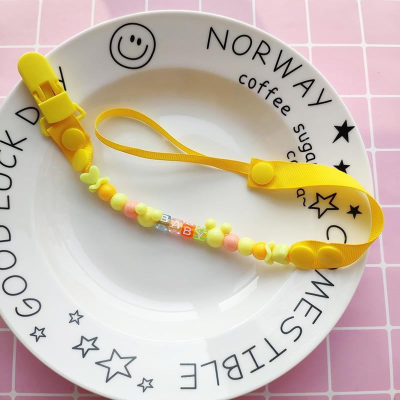 Neue Baby Schnuller Clip Kette Dummy Halter Für Brustwarzen Kinder Schnuller Clips Schnuller Halter Einstellbare Halter für Brustwarzen gelb